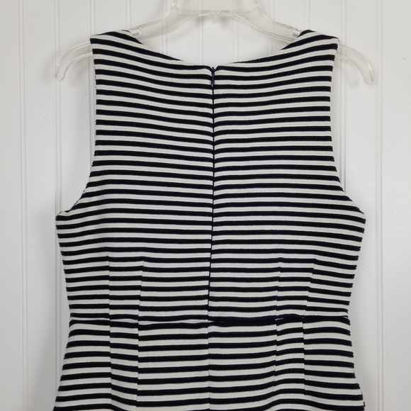 Boden Ponte Knit Dress Structured Pockets V Neck Cotton Blend Stripes Size 8 L - Picture 3 of 10